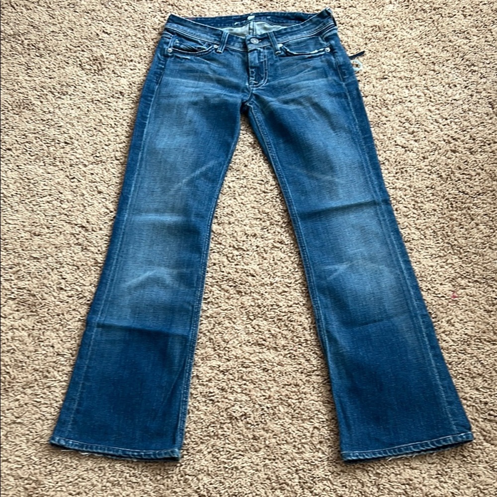 7 For All Mankind Blue Flare Wide Leg Jeans